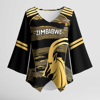 Zimbabwe Rugby Custom Kimono Sleeve Blouse Come On Sables Gold Black Version - Wonder Print Shop