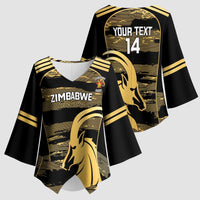 Zimbabwe Rugby Custom Kimono Sleeve Blouse Come On Sables Gold Black Version - Wonder Print Shop