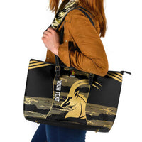 Zimbabwe Rugby Custom Leather Tote Bag Come On Sables Gold Black Version - Wonder Print Shop