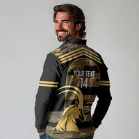 Zimbabwe Rugby Custom Long Sleeve Polo Shirt Come On Sables Gold Black Version - Wonder Print Shop