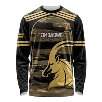 Zimbabwe Rugby Custom Long Sleeve Shirt Come On Sables Gold Black Version - Wonder Print Shop