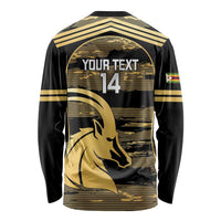 Zimbabwe Rugby Custom Long Sleeve Shirt Come On Sables Gold Black Version - Wonder Print Shop