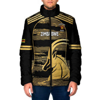 Zimbabwe Rugby Custom Padded Jacket Come On Sables Gold Black Version - Wonder Print Shop