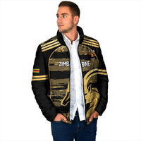 Zimbabwe Rugby Custom Padded Jacket Come On Sables Gold Black Version - Wonder Print Shop