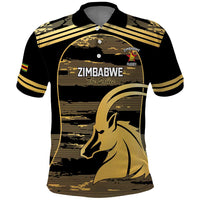 Zimbabwe Rugby Custom Polo Shirt Come On Sables Gold Black Version - Wonder Print Shop