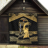 Zimbabwe Rugby Custom Quilt Come On Sables Gold Black Version - Wonder Print Shop