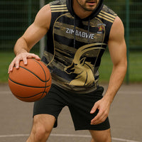 Zimbabwe Rugby Custom Sleeveless Hoodie Come On Sables Gold Black Version - Wonder Print Shop