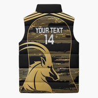 Zimbabwe Rugby Custom Sleeveless Puffer Jacket Come On Sables Gold Black Version - Wonder Print Shop