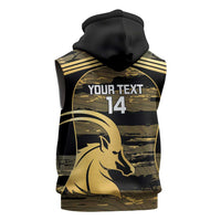 Zimbabwe Rugby Custom Sleeveless Zip Hoodie Come On Sables Gold Black Version - Wonder Print Shop