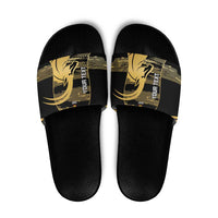 Zimbabwe Rugby Custom Slide Sandals Come On Sables Gold Black Version - Wonder Print Shop