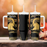 Zimbabwe Rugby Custom Tumbler With Handle Come On Sables Gold Black Version - Wonder Print Shop