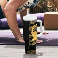 Zimbabwe Rugby Custom Tumbler With Handle Come On Sables Gold Black Version - Wonder Print Shop