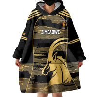 Zimbabwe Rugby Custom Wearable Blanket Hoodie Come On Sables Gold Black Version - Wonder Print Shop