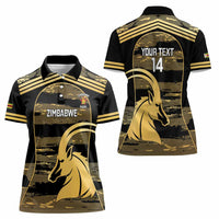 Zimbabwe Rugby Custom Women Polo Shirt Come On Sables Gold Black Version - Wonder Print Shop