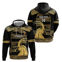 Zimbabwe Rugby Custom Zip Hoodie Come On Sables Gold Black Version - Wonder Print Shop