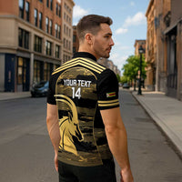 Zimbabwe Rugby Custom Zipper Polo Shirt Come On Sables Gold Black Version - Wonder Print Shop