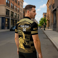 Zimbabwe Rugby Custom Zipper Polo Shirt Come On Sables Gold Black Version - Wonder Print Shop