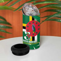 Dominica Independence Day 4 in 1 Can Cooler Tumbler 3 November Coat Of Arms - Wonder Print Shop