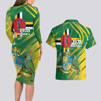 Dominica Independence Day Couples Matching Long Sleeve Bodycon Dress and Hawaiian Shirt 3 November Coat Of Arms - Wonder Print Shop