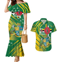 Dominica Independence Day Couples Matching Mermaid Dress and Hawaiian Shirt 3 November Coat Of Arms - Wonder Print Shop
