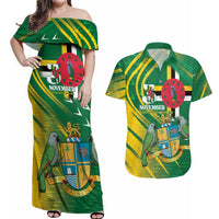 Dominica Independence Day Couples Matching Off Shoulder Maxi Dress and Hawaiian Shirt 3 November Coat Of Arms - Wonder Print Shop