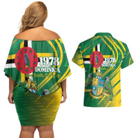 Dominica Independence Day Couples Matching Off Shoulder Short Dress and Hawaiian Shirt 3 November Coat Of Arms - Wonder Print Shop