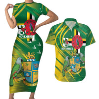 Dominica Independence Day Couples Matching Short Sleeve Bodycon Dress and Hawaiian Shirt 3 November Coat Of Arms - Wonder Print Shop