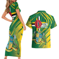 Dominica Independence Day Couples Matching Short Sleeve Bodycon Dress and Hawaiian Shirt 3 November Coat Of Arms - Wonder Print Shop