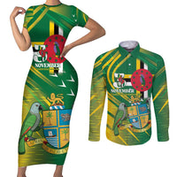 Dominica Independence Day Couples Matching Short Sleeve Bodycon Dress and Long Sleeve Button Shirt 3 November Coat Of Arms - Wonder Print Shop