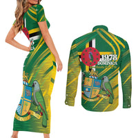 Dominica Independence Day Couples Matching Short Sleeve Bodycon Dress and Long Sleeve Button Shirt 3 November Coat Of Arms - Wonder Print Shop