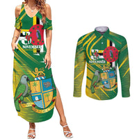 Dominica Independence Day Couples Matching Summer Maxi Dress and Long Sleeve Button Shirt 3 November Coat Of Arms - Wonder Print Shop