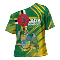 Dominica Independence Day Cross Shoulder Shirt 3 November Coat Of Arms - Wonder Print Shop