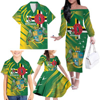 Dominica Independence Day Family Matching Off The Shoulder Long Sleeve Dress and Hawaiian Shirt 3 November Coat Of Arms - Wonder Print Shop