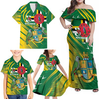 Dominica Independence Day Family Matching Off Shoulder Maxi Dress and Hawaiian Shirt 3 November Coat Of Arms - Wonder Print Shop