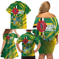 Dominica Independence Day Family Matching Off Shoulder Short Dress and Hawaiian Shirt 3 November Coat Of Arms - Wonder Print Shop