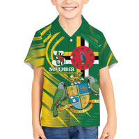 Dominica Independence Day Family Matching Short Sleeve Bodycon Dress and Hawaiian Shirt 3 November Coat Of Arms - Wonder Print Shop