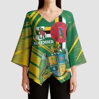 Dominica Independence Day Kimono Sleeve Blouse 3 November Coat Of Arms - Wonder Print Shop