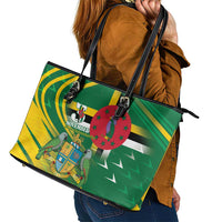 Dominica Independence Day Leather Tote Bag 3 November Coat Of Arms - Wonder Print Shop