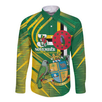 Dominica Independence Day Long Sleeve Button Shirt 3 November Coat Of Arms - Wonder Print Shop