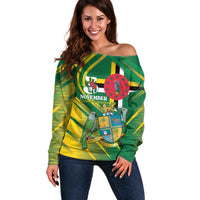 Dominica Independence Day Off Shoulder Sweater 3 November Coat Of Arms - Wonder Print Shop