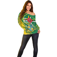 Dominica Independence Day Off Shoulder Sweater 3 November Coat Of Arms - Wonder Print Shop