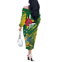 Dominica Independence Day Off The Shoulder Long Sleeve Dress 3 November Coat Of Arms - Wonder Print Shop