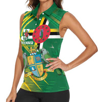 Dominica Independence Day Women Sleeveless Polo Shirt 3 November Coat Of Arms - Wonder Print Shop