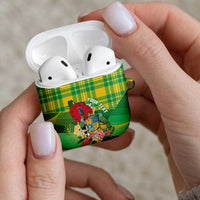 Personalized Dominica Independence Day AirPods Case Map With Coat Of Arms Madras Pattern - Wonder Print Shop