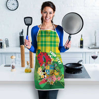 Personalized Dominica Independence Day Apron Map With Coat Of Arms Madras Pattern - Wonder Print Shop