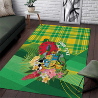 Personalized Dominica Independence Day Area Rug Map With Coat Of Arms Madras Pattern - Wonder Print Shop