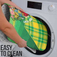 Personalized Dominica Independence Day Bathroom Set Map With Coat Of Arms Madras Pattern - Wonder Print Shop