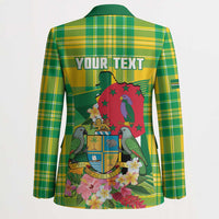 Personalized Dominica Independence Day Blazer Map With Coat Of Arms Madras Pattern - Wonder Print Shop