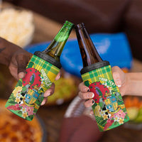 Personalized Dominica Independence Day 4 in 1 Can Cooler Tumbler Map With Coat Of Arms Madras Pattern - Wonder Print Shop