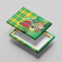 Personalized Dominica Independence Day Canvas Wall Art Map With Coat Of Arms Madras Pattern - Wonder Print Shop